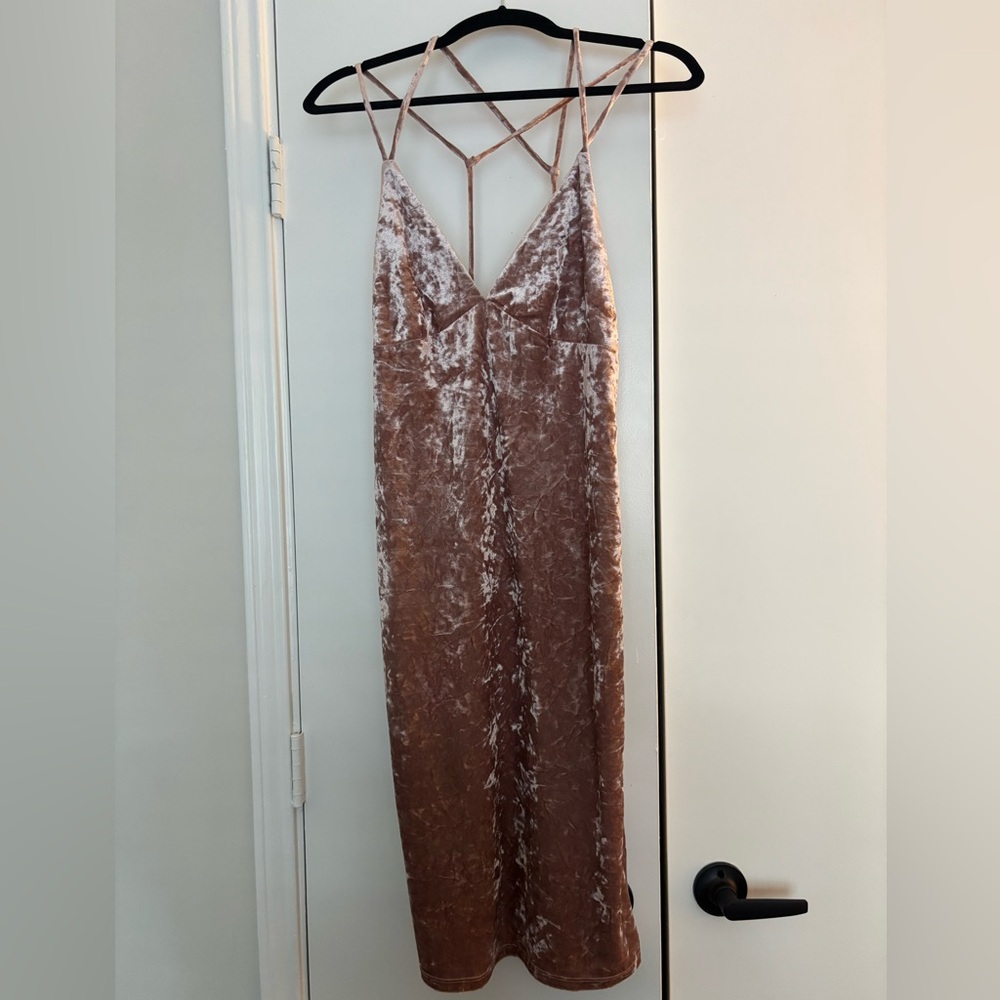 Forever 21 Strappy Velvet Dress, Mauve (Size S)